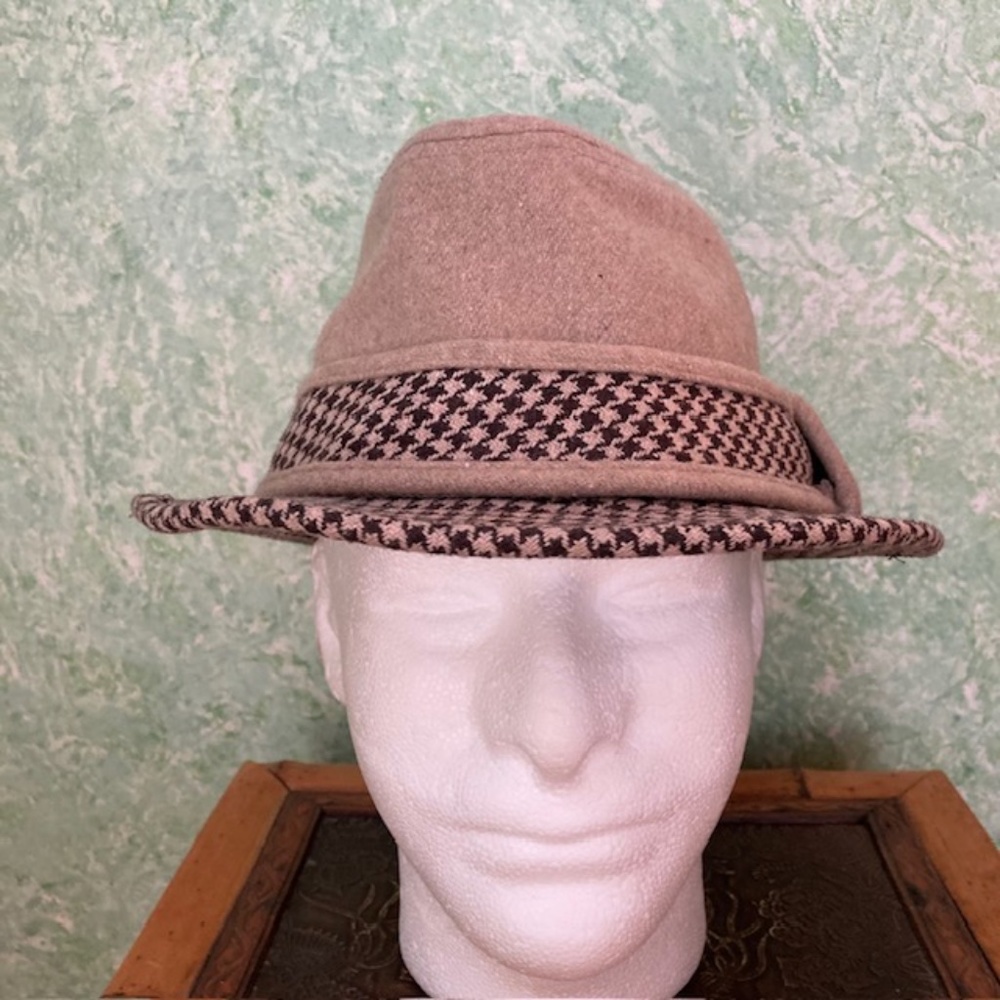 GRACE HATS. Men’s winter fedora, tan and brown colors, 22" circumference, #7555